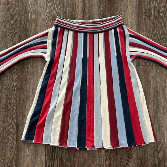 B8 Devotion Italy Multicolor Striped Knit Long Sleeve Flare Hem Top Size M - Picture 2 of 13